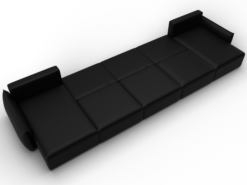 Диван П-образный Лига-051 НПБ МегаЛонг, Экокожа, GRIFON 18 черный