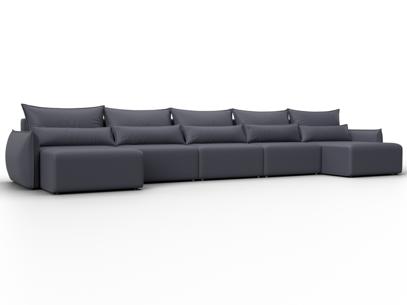 Диван П-образный Лига-051 НПБ МегаЛонг, Экокожа, GRIFON 15 серый