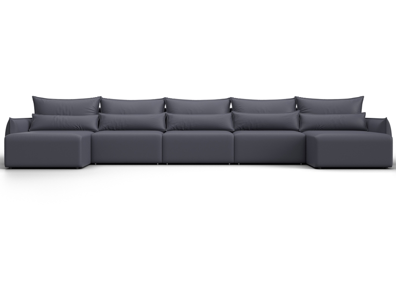 Диван П-образный Лига-051 НПБ МегаЛонг, Экокожа, GRIFON 15 серый