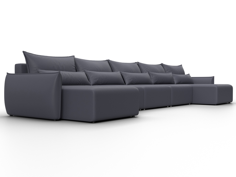 Диван П-образный Лига-051 НПБ МегаЛонг, Экокожа, GRIFON 15 серый