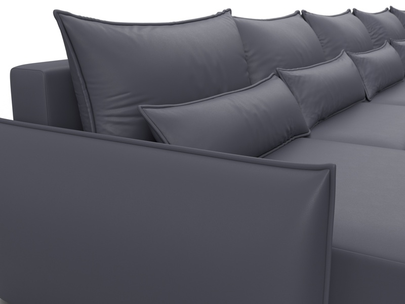 Диван П-образный Лига-051 НПБ МегаЛонг, Экокожа, GRIFON 15 серый