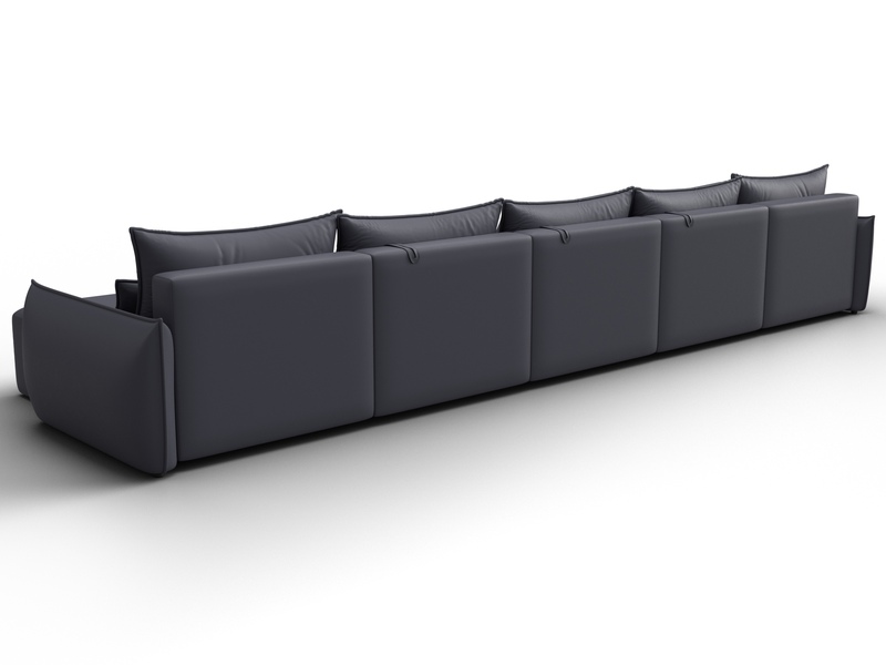 Диван П-образный Лига-051 НПБ МегаЛонг, Экокожа, GRIFON 15 серый