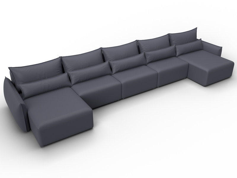 Диван П-образный Лига-051 НПБ МегаЛонг, Экокожа, GRIFON 15 серый