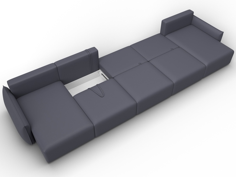 Диван П-образный Лига-051 НПБ МегаЛонг, Экокожа, GRIFON 15 серый