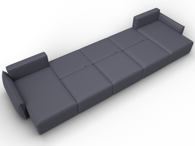 Диван П-образный Лига-051 НПБ МегаЛонг, Экокожа, GRIFON 15 серый