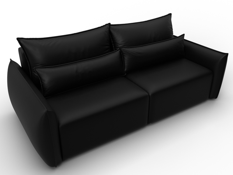 Диван прямой Лига-051 НПБ, Экокожа, GRIFON 18 черный
