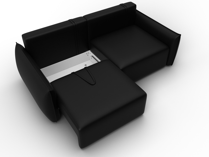 Диван прямой Лига-051 НПБ, Экокожа, GRIFON 18 черный