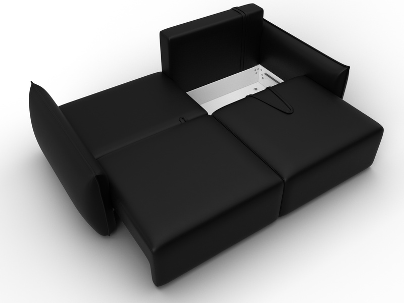 Диван прямой Лига-051 НПБ, Экокожа, GRIFON 18 черный