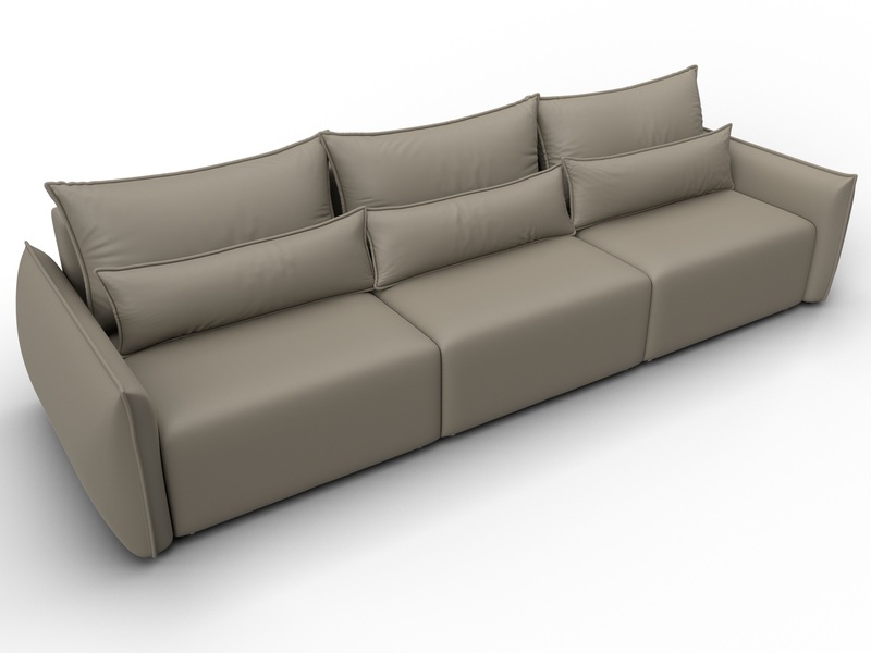 Диван прямой Лига-051 НПБ Лонг, Экокожа, GRIFON 04 бежевый