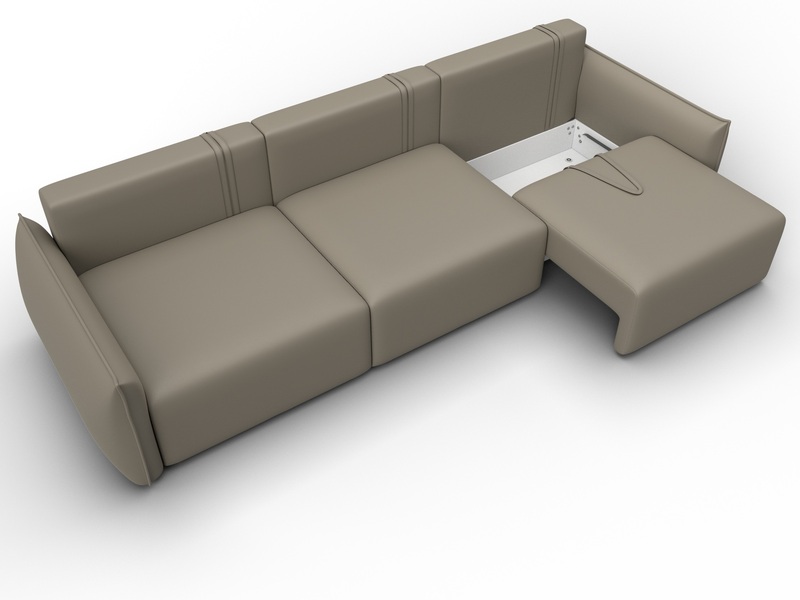 Диван прямой Лига-051 НПБ Лонг, Экокожа, GRIFON 04 бежевый