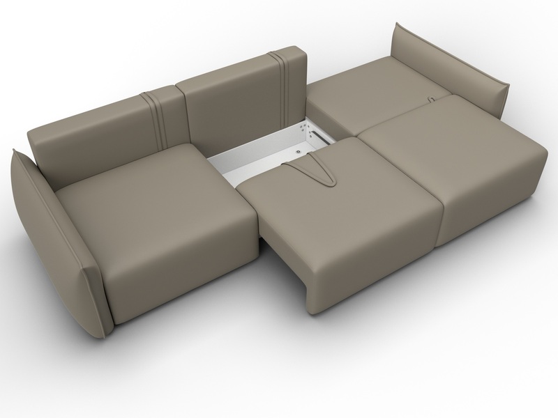 Диван прямой Лига-051 НПБ Лонг, Экокожа, GRIFON 04 бежевый