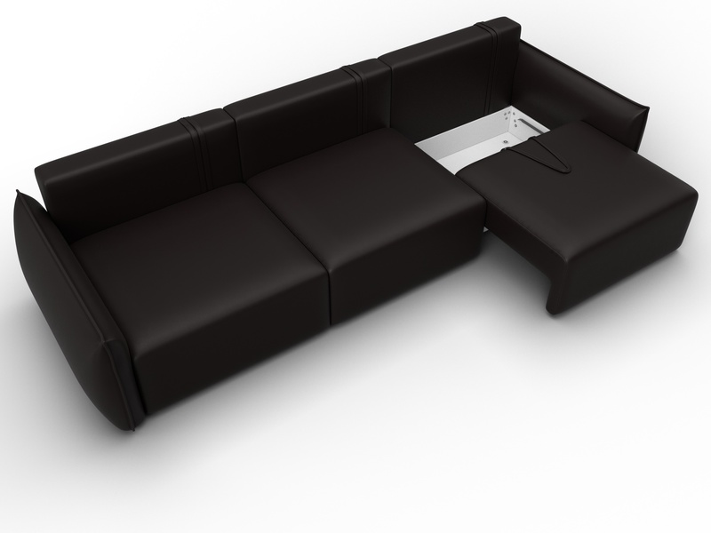 Диван прямой Лига-051 НПБ Лонг, Экокожа, GRIFON 12 коричневый