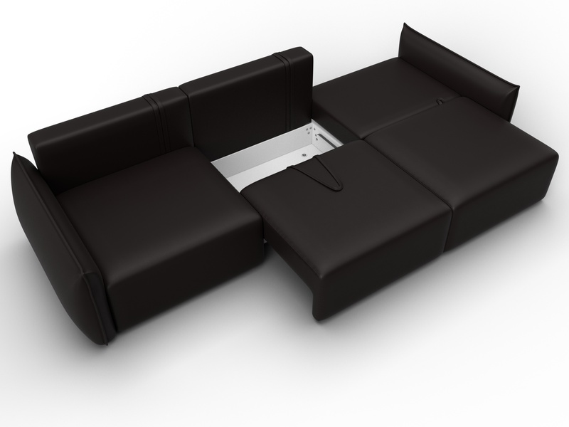 Диван прямой Лига-051 НПБ Лонг, Экокожа, GRIFON 12 коричневый