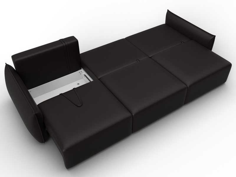 Диван прямой Лига-051 НПБ Лонг, Экокожа, GRIFON 12 коричневый