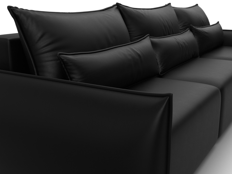 Диван прямой Лига-051 НПБ Лонг, Экокожа, GRIFON 18 черный