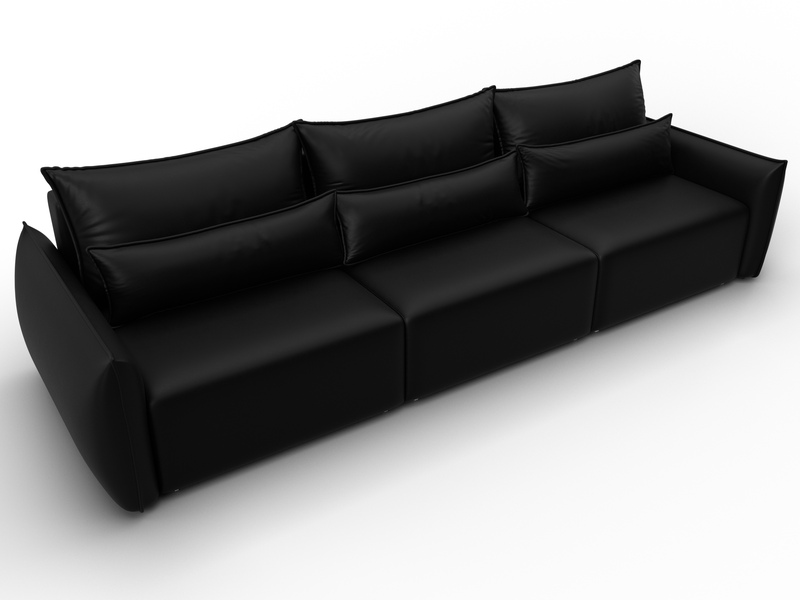 Диван прямой Лига-051 НПБ Лонг, Экокожа, GRIFON 18 черный
