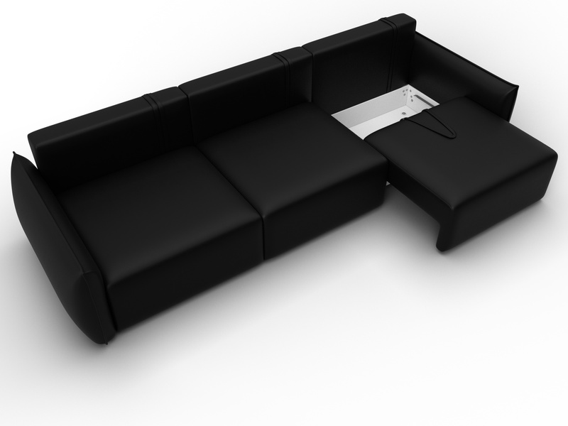 Диван прямой Лига-051 НПБ Лонг, Экокожа, GRIFON 18 черный