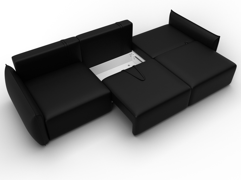 Диван прямой Лига-051 НПБ Лонг, Экокожа, GRIFON 18 черный