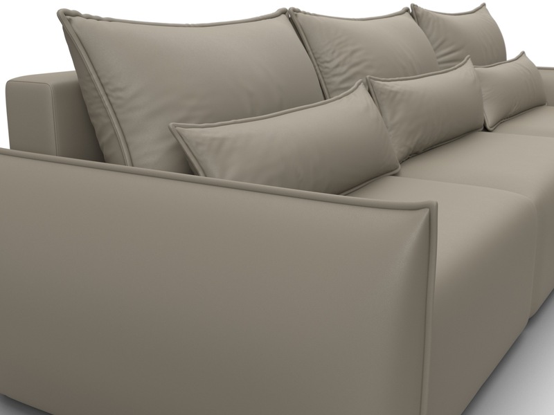 Диван угловой Лига-051 НПБ Лонг угол универсальный, Экокожа, GRIFON 04 бежевый