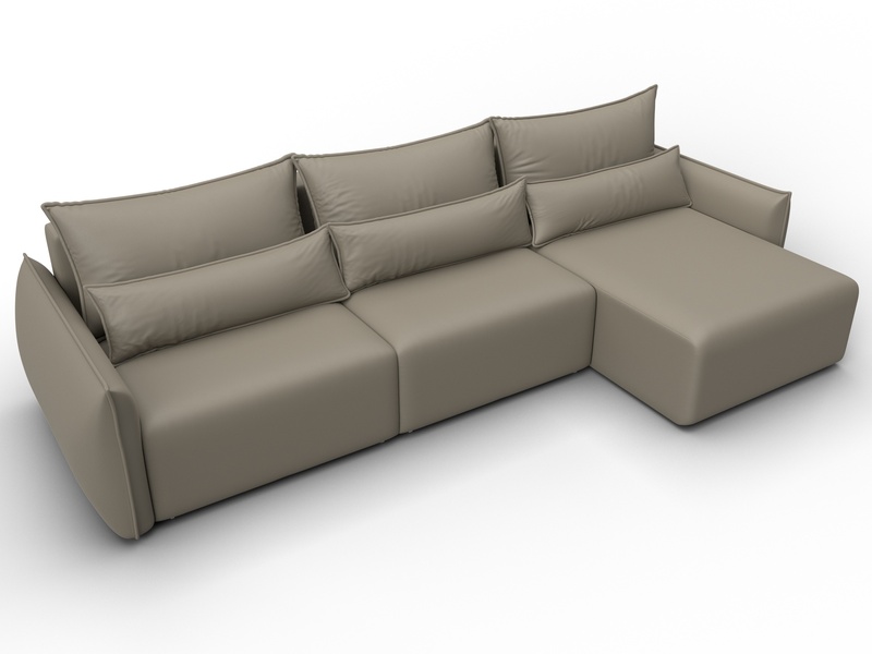 Диван угловой Лига-051 НПБ Лонг угол универсальный, Экокожа, GRIFON 04 бежевый