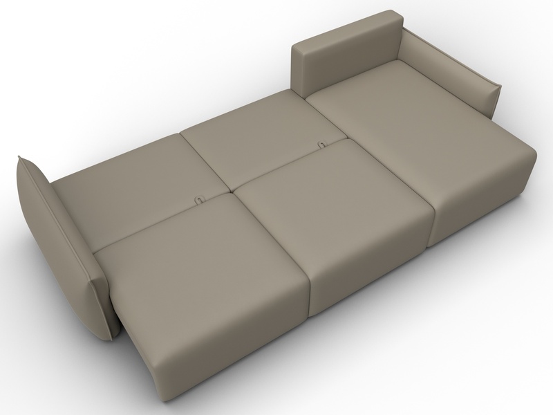 Диван угловой Лига-051 НПБ Лонг угол универсальный, Экокожа, GRIFON 04 бежевый