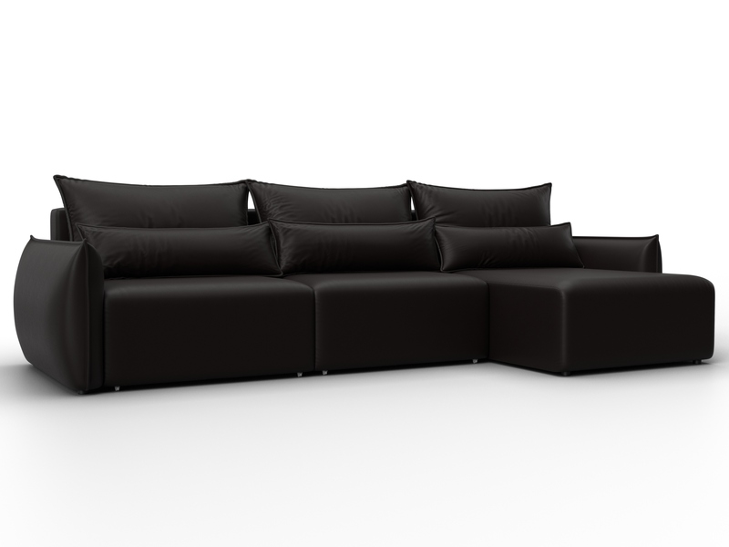 Диван угловой Лига-051 НПБ Лонг угол универсальный, Экокожа, GRIFON 12 коричневый