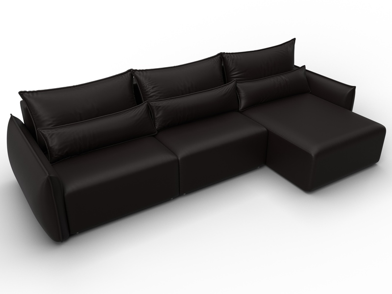 Диван угловой Лига-051 НПБ Лонг угол универсальный, Экокожа, GRIFON 12 коричневый