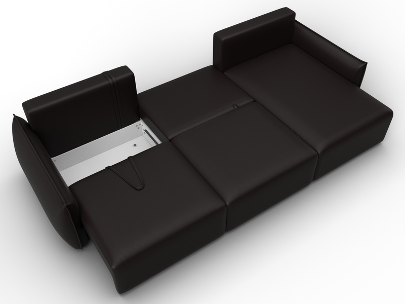 Диван угловой Лига-051 НПБ Лонг угол универсальный, Экокожа, GRIFON 12 коричневый