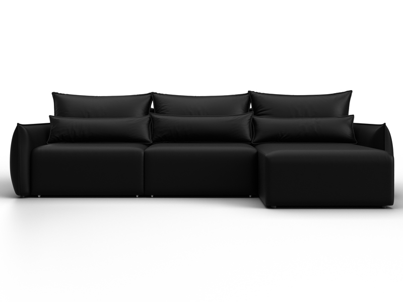 Диван угловой Лига-051 НПБ Лонг угол универсальный, Экокожа, GRIFON 18 черный