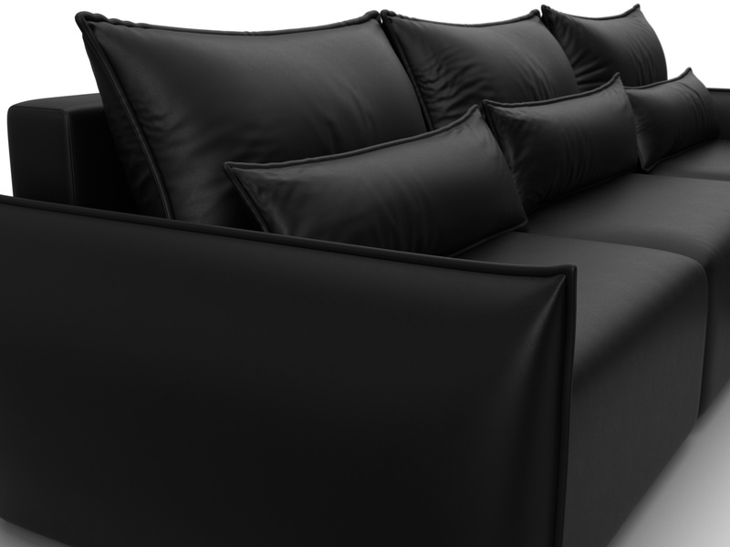 Диван угловой Лига-051 НПБ Лонг угол универсальный, Экокожа, GRIFON 18 черный