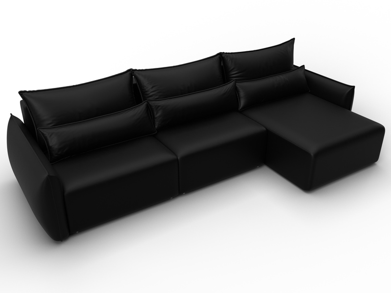 Диван угловой Лига-051 НПБ Лонг угол универсальный, Экокожа, GRIFON 18 черный
