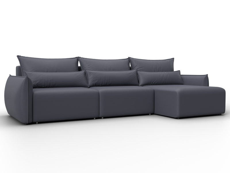 Диван угловой Лига-051 НПБ Лонг угол универсальный, Экокожа, GRIFON 15 серый