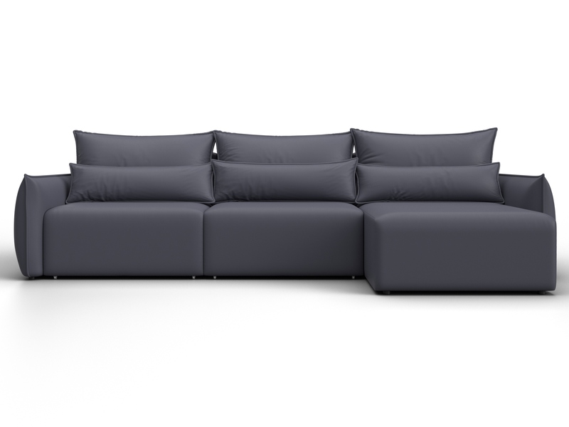 Диван угловой Лига-051 НПБ Лонг угол универсальный, Экокожа, GRIFON 15 серый