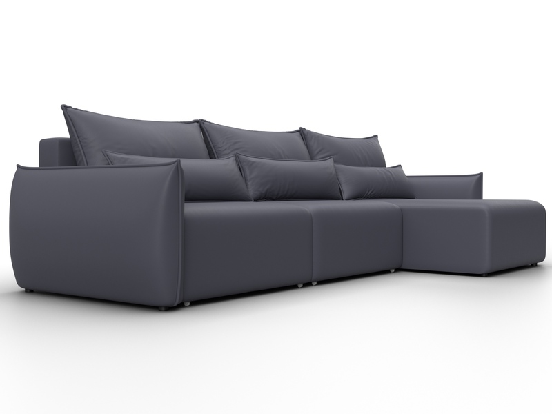 Диван угловой Лига-051 НПБ Лонг угол универсальный, Экокожа, GRIFON 15 серый