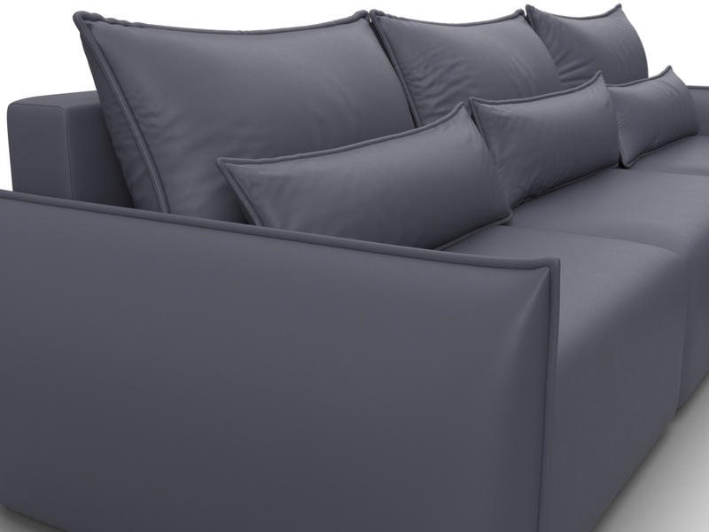 Диван угловой Лига-051 НПБ Лонг угол универсальный, Экокожа, GRIFON 15 серый