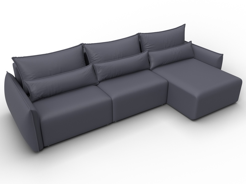 Диван угловой Лига-051 НПБ Лонг угол универсальный, Экокожа, GRIFON 15 серый