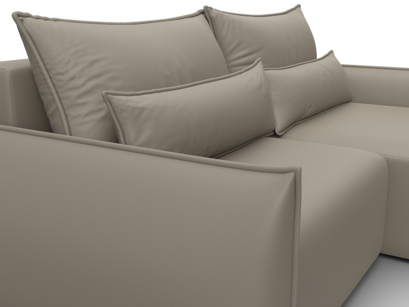 Диван угловой Лига-051 НПБ угол универсальный, Экокожа, GRIFON 04 бежевый