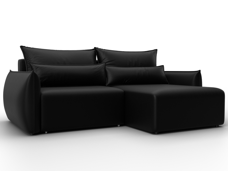 Диван угловой Лига-051 НПБ угол универсальный, Экокожа, GRIFON 18 черный