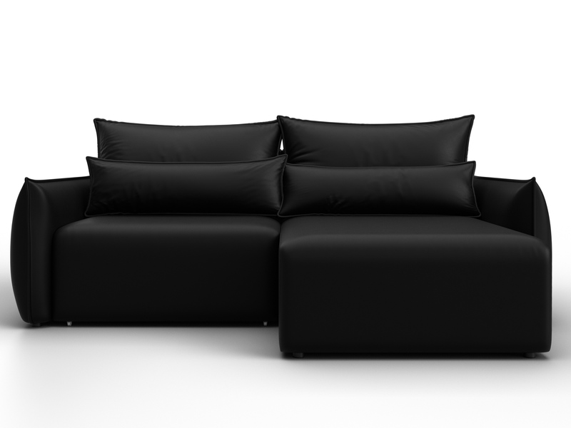 Диван угловой Лига-051 НПБ угол универсальный, Экокожа, GRIFON 18 черный