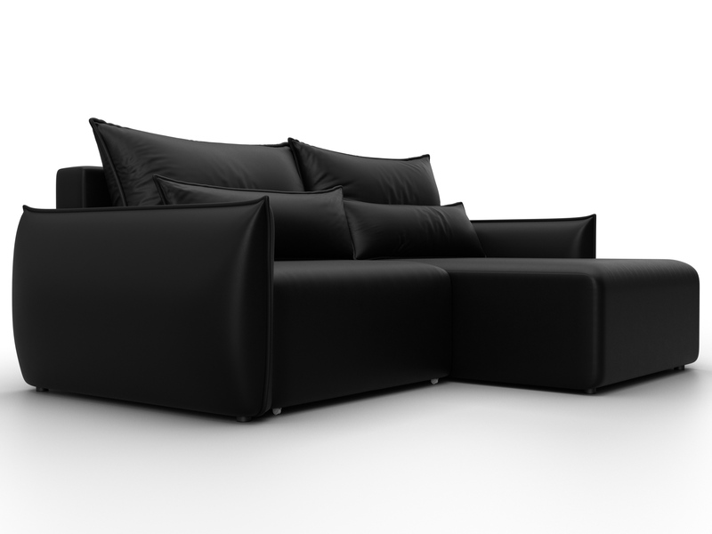 Диван угловой Лига-051 НПБ угол универсальный, Экокожа, GRIFON 18 черный