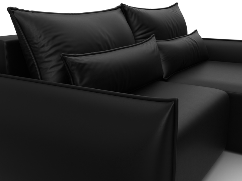 Диван угловой Лига-051 НПБ угол универсальный, Экокожа, GRIFON 18 черный