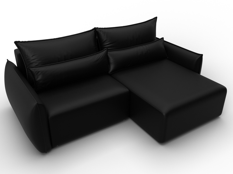 Диван угловой Лига-051 НПБ угол универсальный, Экокожа, GRIFON 18 черный