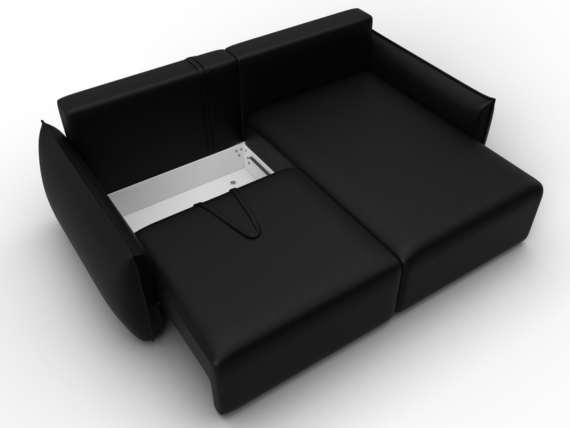 Диван угловой Лига-051 НПБ угол универсальный, Экокожа, GRIFON 18 черный