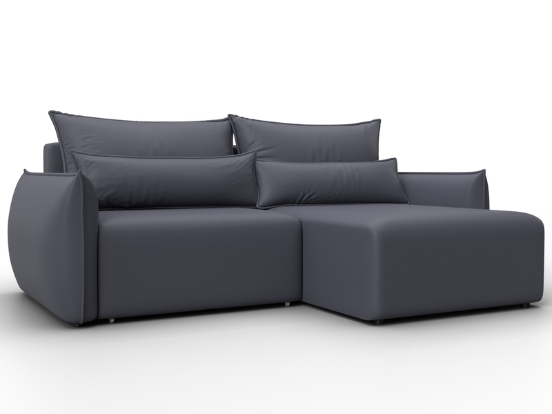 Диван угловой Лига-051 НПБ угол универсальный, Экокожа, GRIFON 15 серый