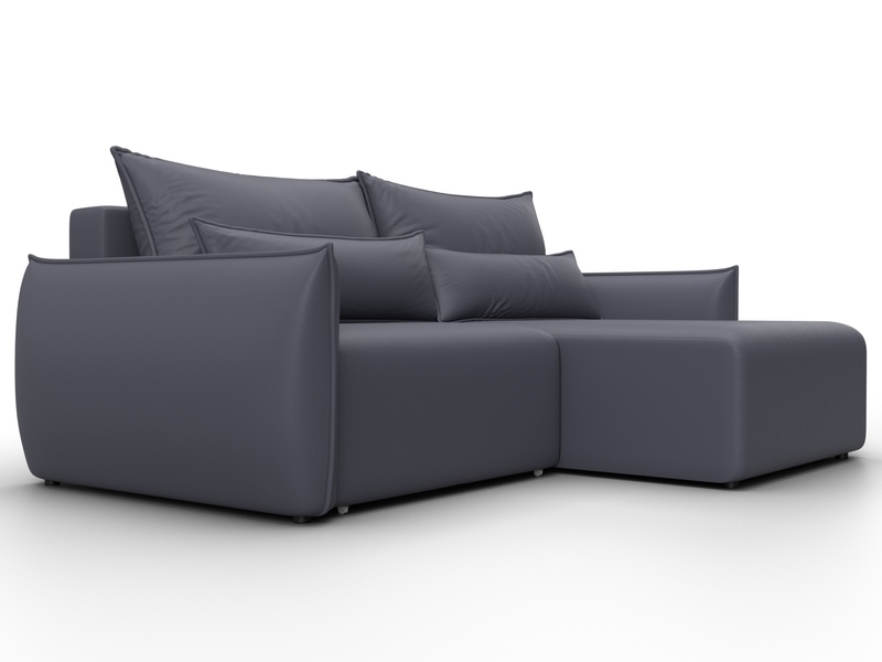 Диван угловой Лига-051 НПБ угол универсальный, Экокожа, GRIFON 15 серый