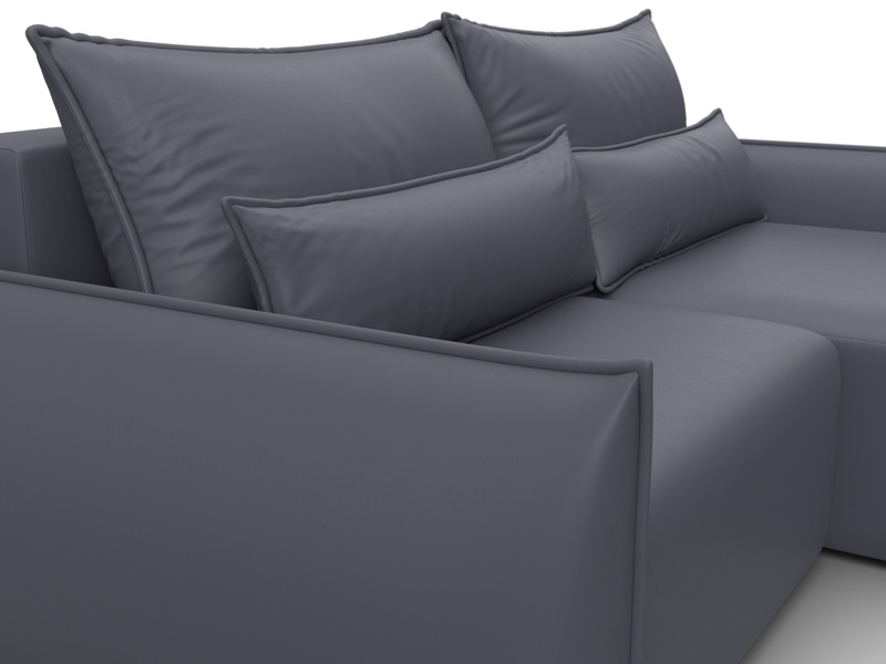 Диван угловой Лига-051 НПБ угол универсальный, Экокожа, GRIFON 15 серый