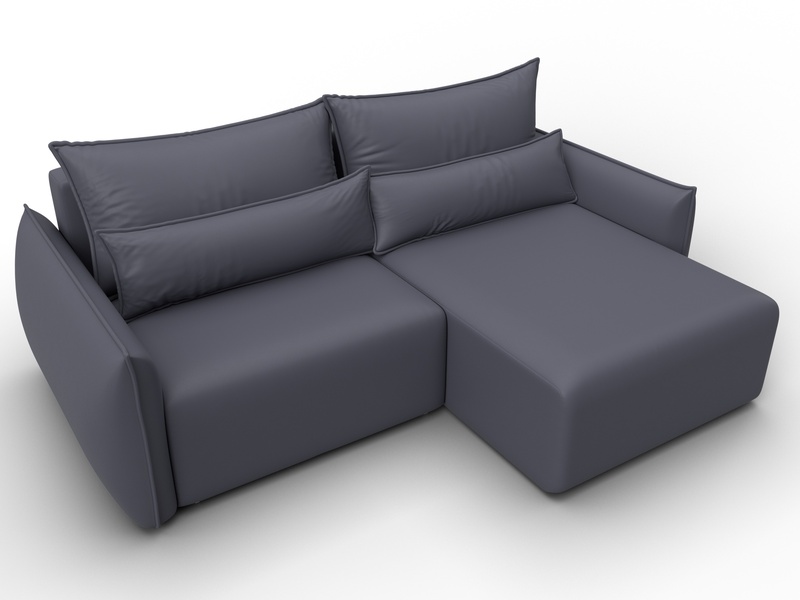 Диван угловой Лига-051 НПБ угол универсальный, Экокожа, GRIFON 15 серый