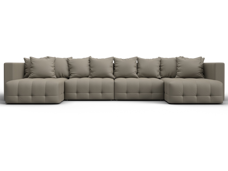 Диван П-образный Лига-052 НПБ Лонг, Экокожа, GRIFON 04 бежевый