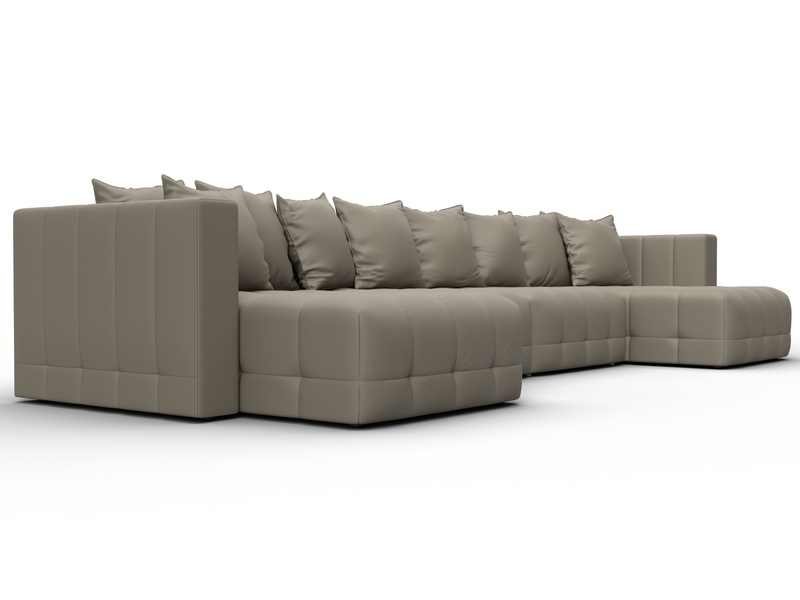 Диван П-образный Лига-052 НПБ Лонг, Экокожа, GRIFON 04 бежевый