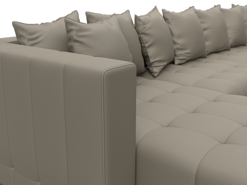 Диван П-образный Лига-052 НПБ Лонг, Экокожа, GRIFON 04 бежевый